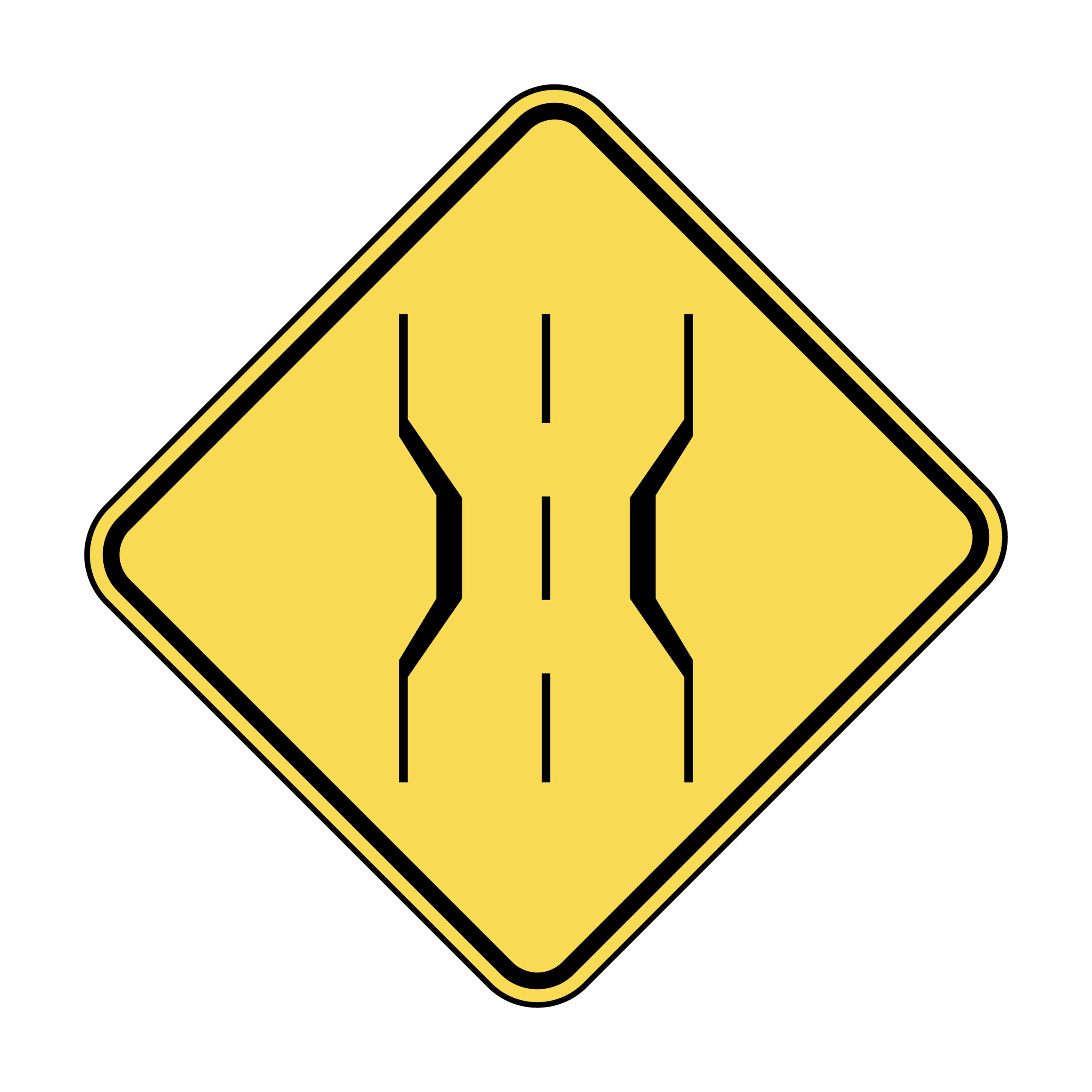 American 'narrow bridge' road sign.