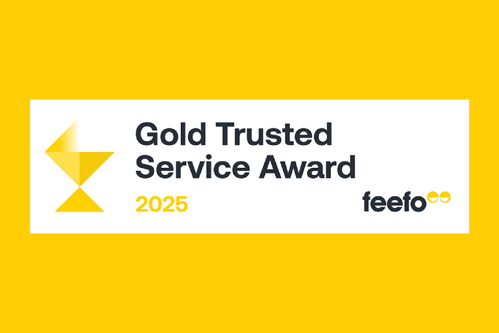 Car Rental Excess insurance company wins Gold Feefo Trusted Service Award, the badge sits on a yellow background.