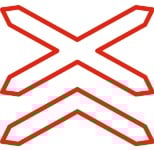 Portuguese Road Sign for a railway crossing with more than one railway coming up.